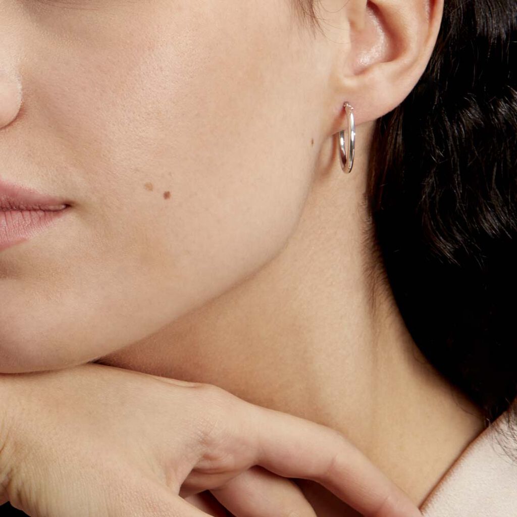 Créoles Verania Or Blanc - Boucles d'oreilles créoles Femme | Histoire d’Or