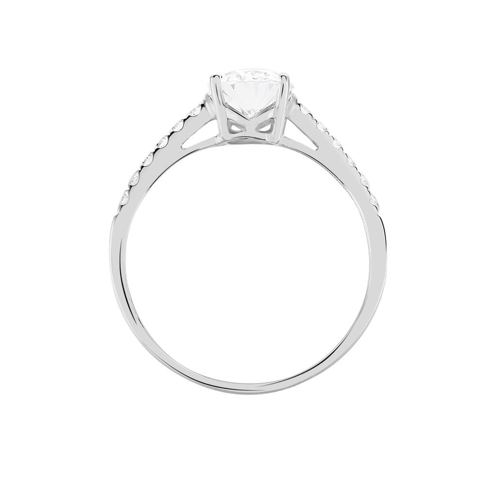 Bague Solitaire Oval Or Blanc Oxyde De Zirconium - Bagues solitaires Femme | Histoire d’Or