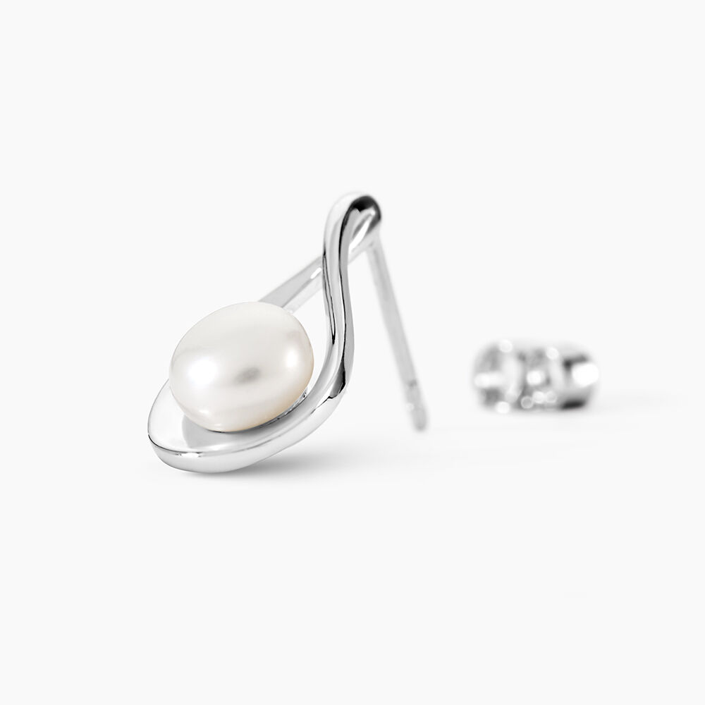 Boucles D'oreilles Créoles Perles Argent 925 - Bijoux Fantaisie élégants Pour Femmes, Diamètre 1cm - 11