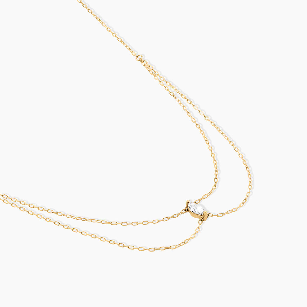 Collier Sparkle Or Jaune Oxyde De Zirconium - Colliers doubles et triples cha&icirc;nes Femme | Histoire d&rsquo;Or