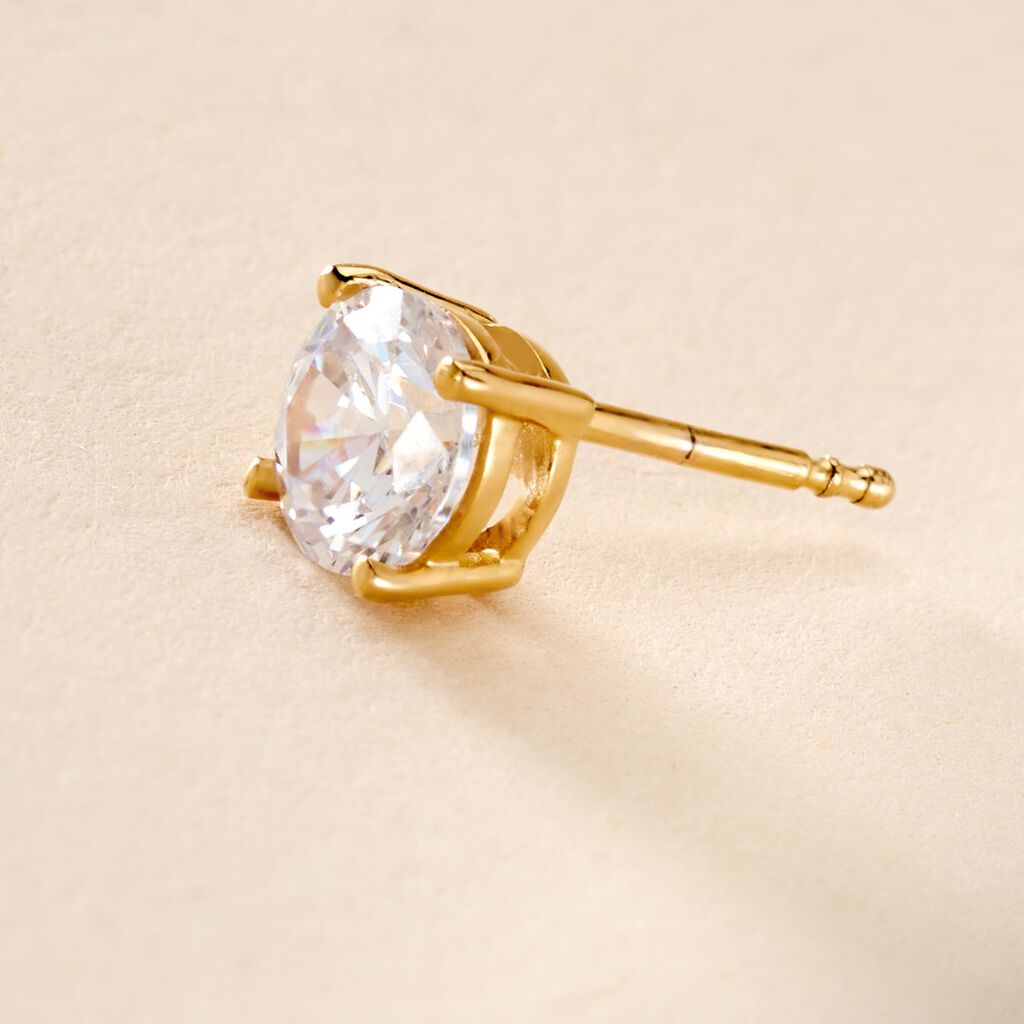 Boucle D'oreille Puce Unitaire Adam Plaqu&eacute; Or Jaune Oxyde De Zirconium - Boucles d'oreilles fantaisie Homme | Histoire d&rsquo;Or