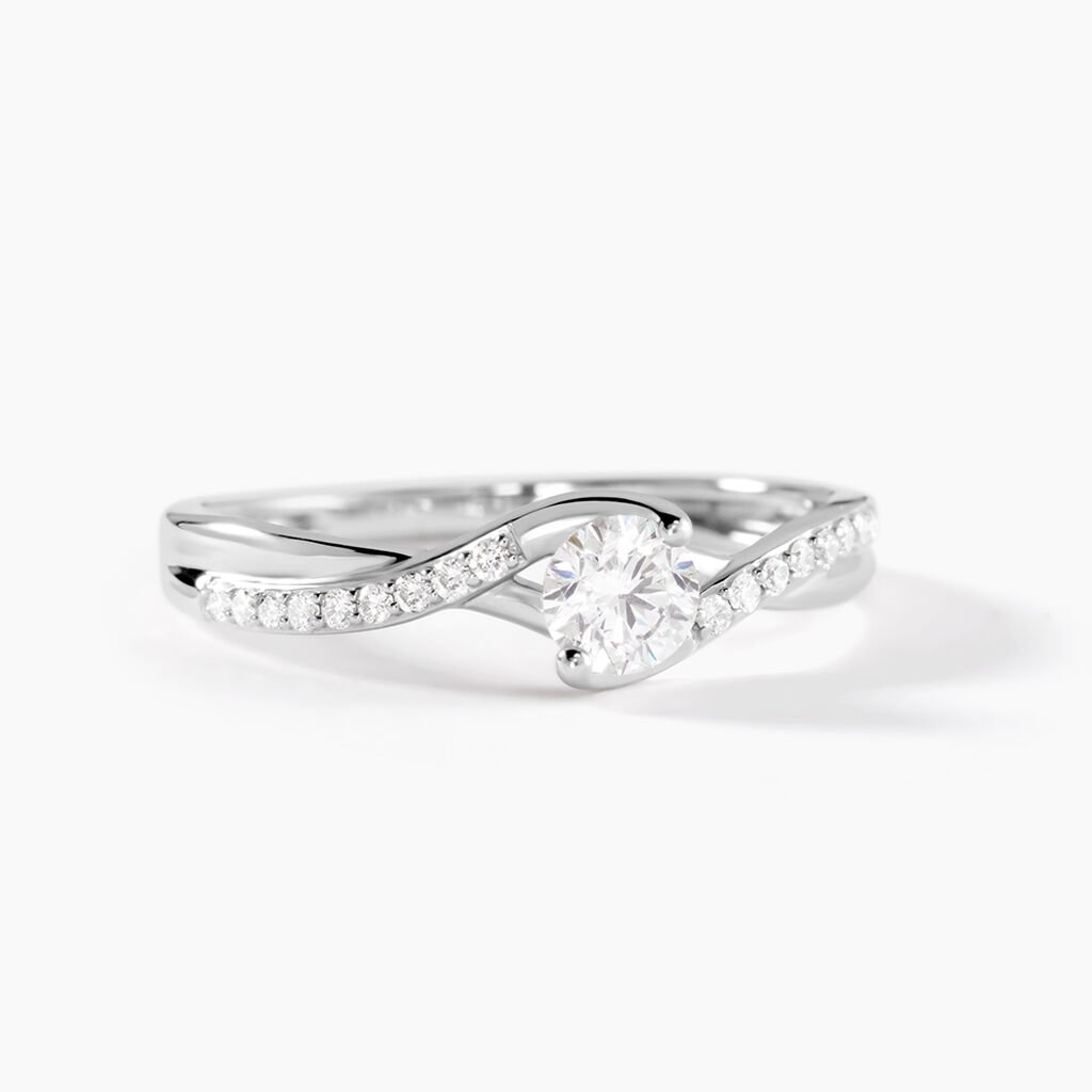Bague Laetitianne Platine Diamant Synth&eacute;tique - Bagues solitaires Femme | Histoire d&rsquo;Or