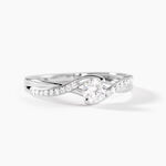 Bague Laetitianne Platine Diamant Synth&eacute;tique - Bagues solitaires Femme | Histoire d&rsquo;Or