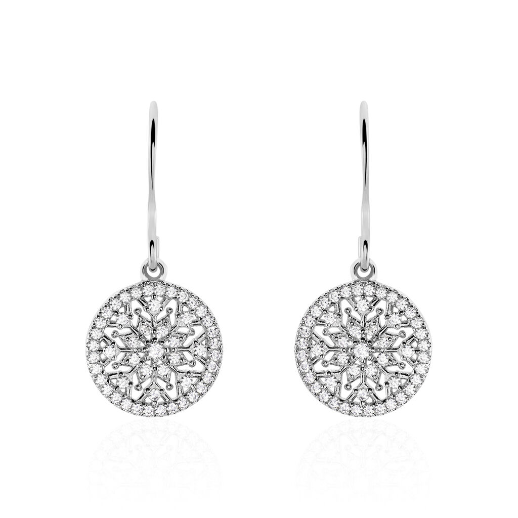 Boucles D'oreilles Pendantes Brunilda Argent Blanc Oxyde De Zirconium - Boucles d'oreilles fantaisie Femme | Histoire d&rsquo;Or