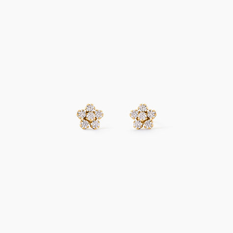 Boucles D'Oreilles Puces Aelith Or Jaune Oxyde De Zirconium - Clous d'oreilles Enfant | Histoire d&rsquo;Or