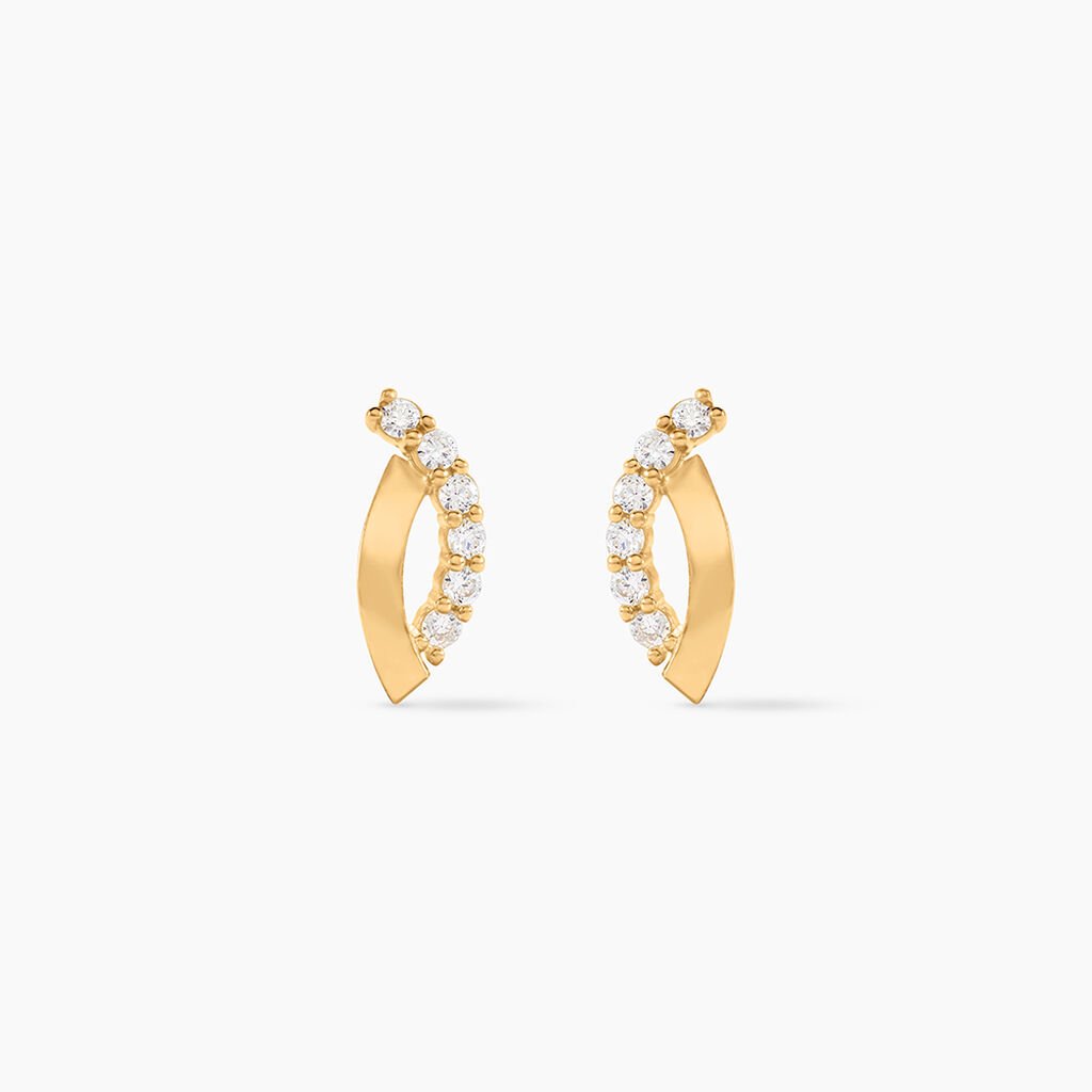 Boucles D'oreilles Puces Helvi Or Jaune Oxyde De Zirconium - Clous d'oreilles Femme | Histoire d&rsquo;Or
