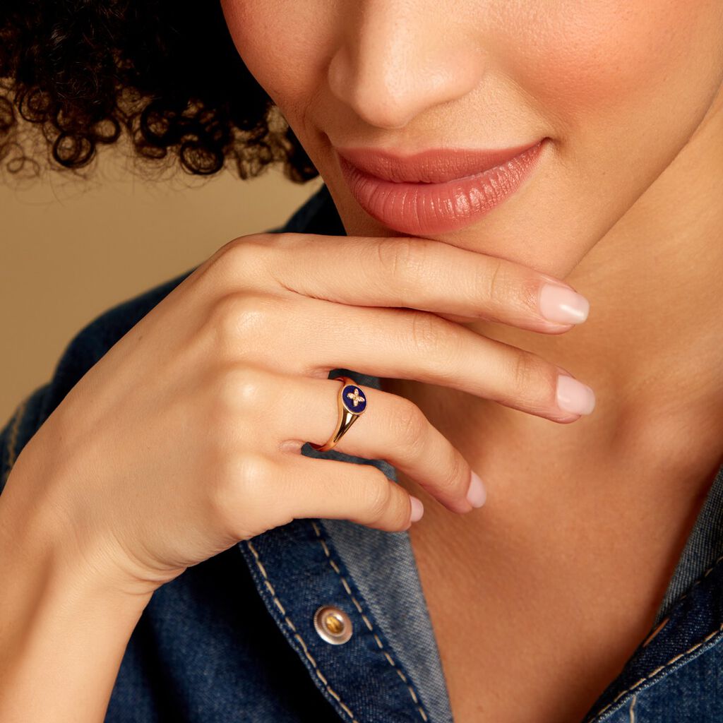 Bague Talisman Or Jaune Lapis Lazuli Diamant - Bagues avec pierre Femme | Histoire d’Or