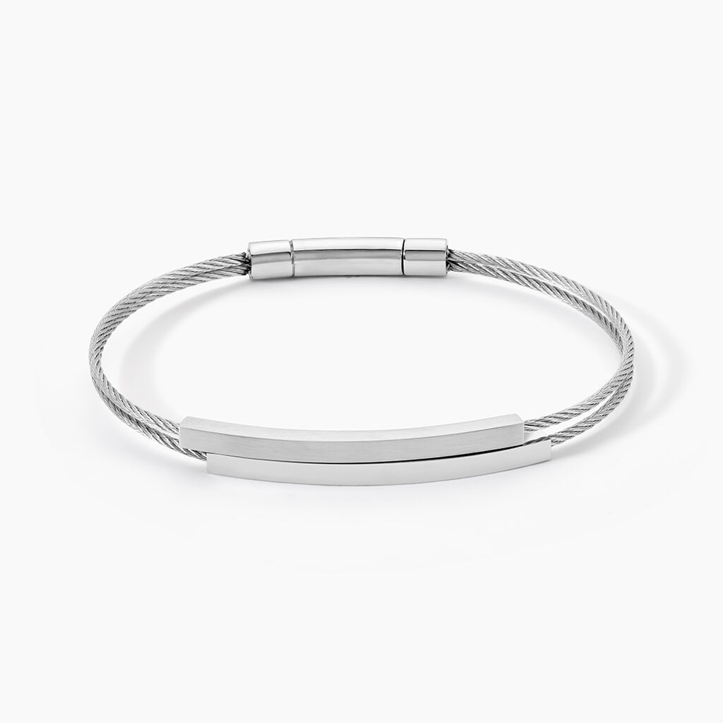 Bracelet Jonc Jakob Acier Blanc Sans Pierre - Bracelets joncs Homme | Histoire d’Or