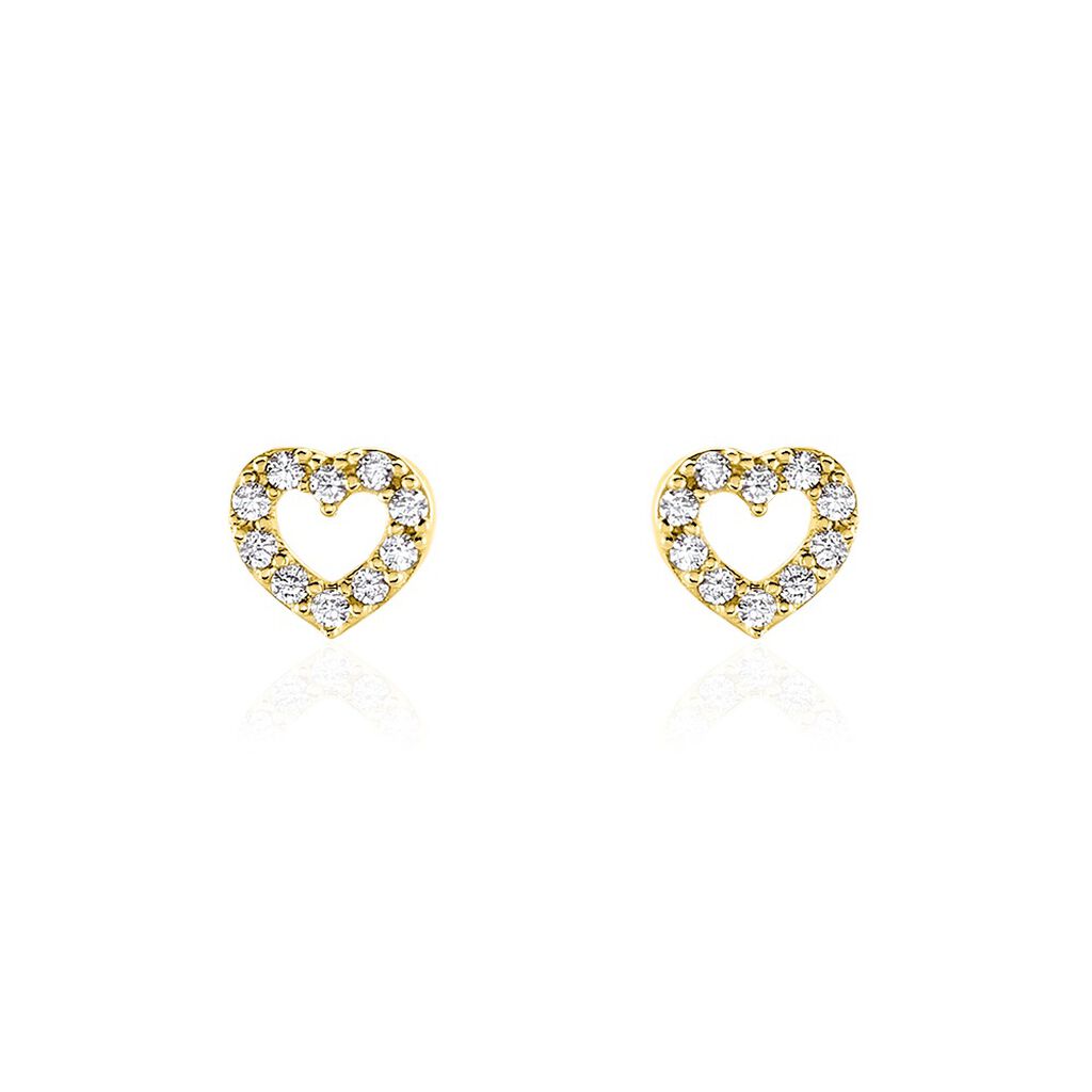 Boucles D'oreilles Puces Eily Or Jaune Oxyde De Zirconium - Clous d'oreilles Famille | Histoire d’Or