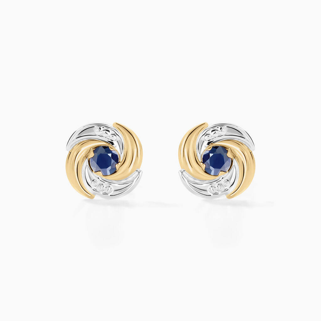 Boucles D'oreilles Puces Potentille Or Jaune Saphir - Clous d'oreilles Femme | Histoire d’Or