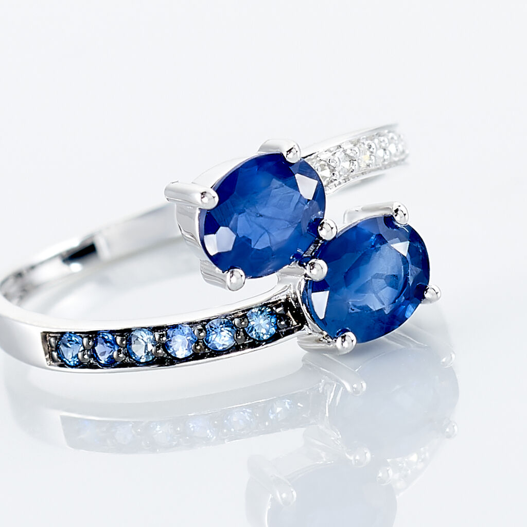 Bague Toi Et Moi Or Blanc Saphir Et Diamant - Bagues avec pierre Femme | Histoire d&rsquo;Or