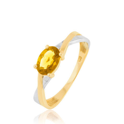 Bague Emeline Or Bicolore Citrine - Bagues solitaires Femme | Histoire d’Or