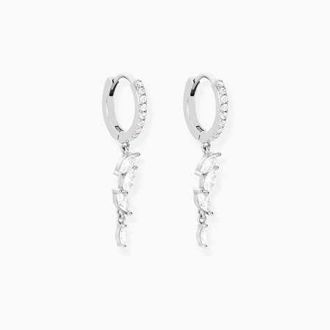 Cr&eacute;oles Elnore Argent Blanc Oxyde De Zirconium - Boucles d'oreilles cr&eacute;oles Femme | Histoire d&rsquo;Or