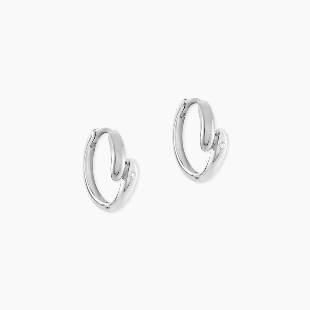 Cr&eacute;oles Antipater Argent Blanc Oxyde De Zirconium - Boucles d'oreilles cr&eacute;oles Femme | Histoire d&rsquo;Or