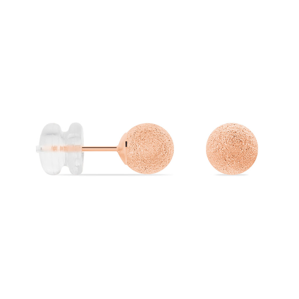 Boucles D'oreilles Puces Fidelia Boule Sablee Or Rose - Clous d'oreilles Femme | Histoire d’Or