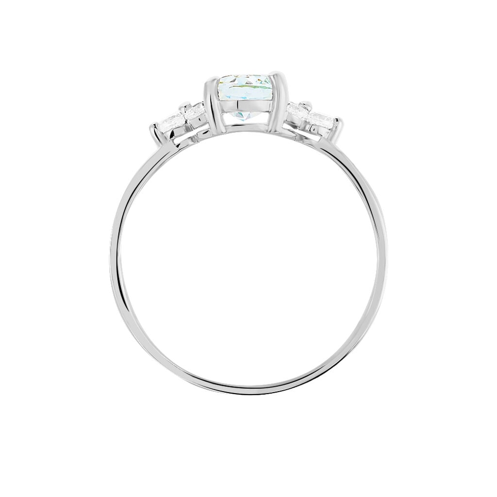 Bague Anaid Or Blanc Topaze Et Oxyde De Zirconium - Bagues de fian&ccedil;ailles ovale Femme | Histoire d&rsquo;Or