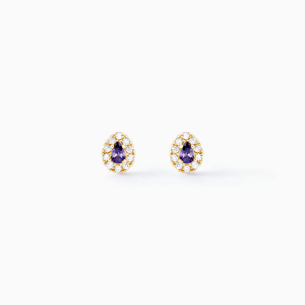 Boucles D'oreilles Puces Agostinho Or Jaune Oxyde De Zirconium - Clous d'oreilles Femme | Histoire d’Or