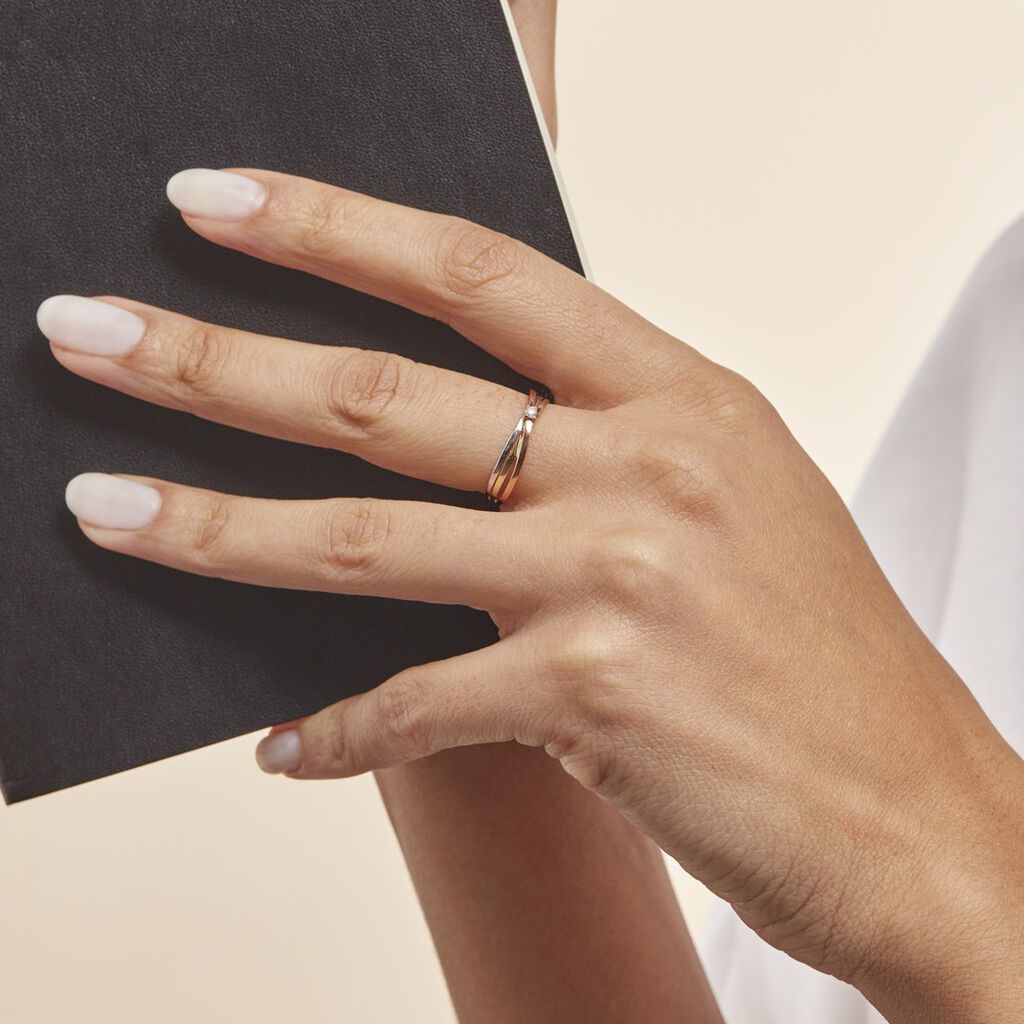 Bague Solitaire Gisla Or Tricolore Diamant - Bagues solitaires Femme | Histoire d’Or