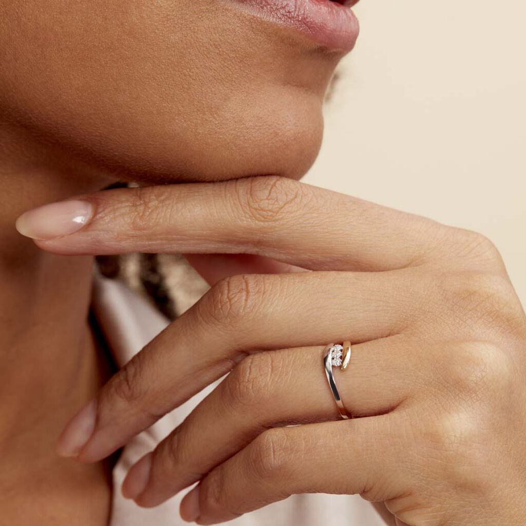 Bague Delphine Or Bicolore Diamant - Bagues avec pierre Femme | Histoire d’Or