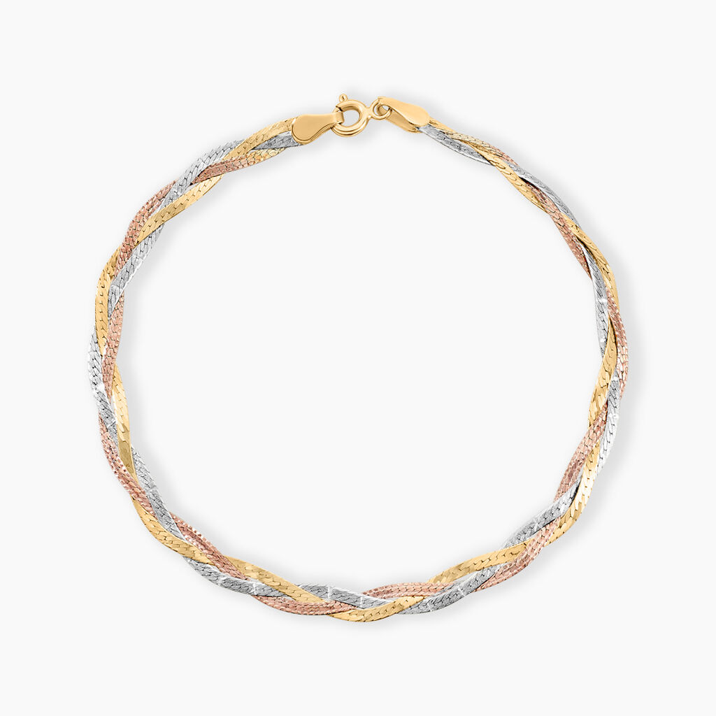 Bracelet Jasmin Tresse 3 Fils Or Tricolore - Bracelets Femme | Histoire d’Or
