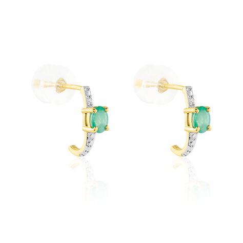Demi Créoles Barrett Or Jaune Emeraude Diamant - Boucles d'oreilles créoles Femme | Histoire d’Or