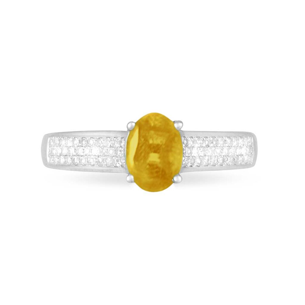 Bague Crista Or Blanc Citrine Et Diamant - Bagues solitaires Femme | Histoire d&rsquo;Or