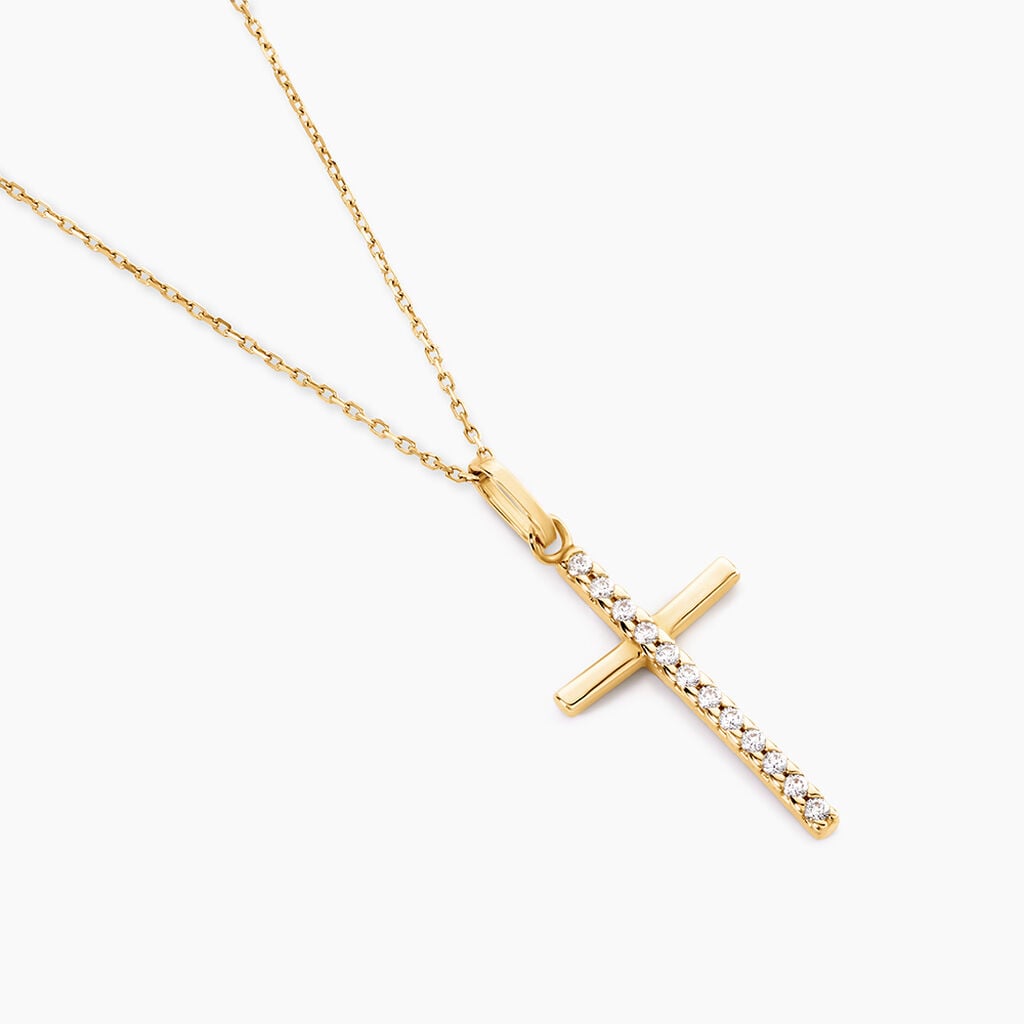 Pendentif Chryslene Or Jaune Oxyde De Zirconium - Pendentifs Communion Femme | Histoire d&rsquo;Or