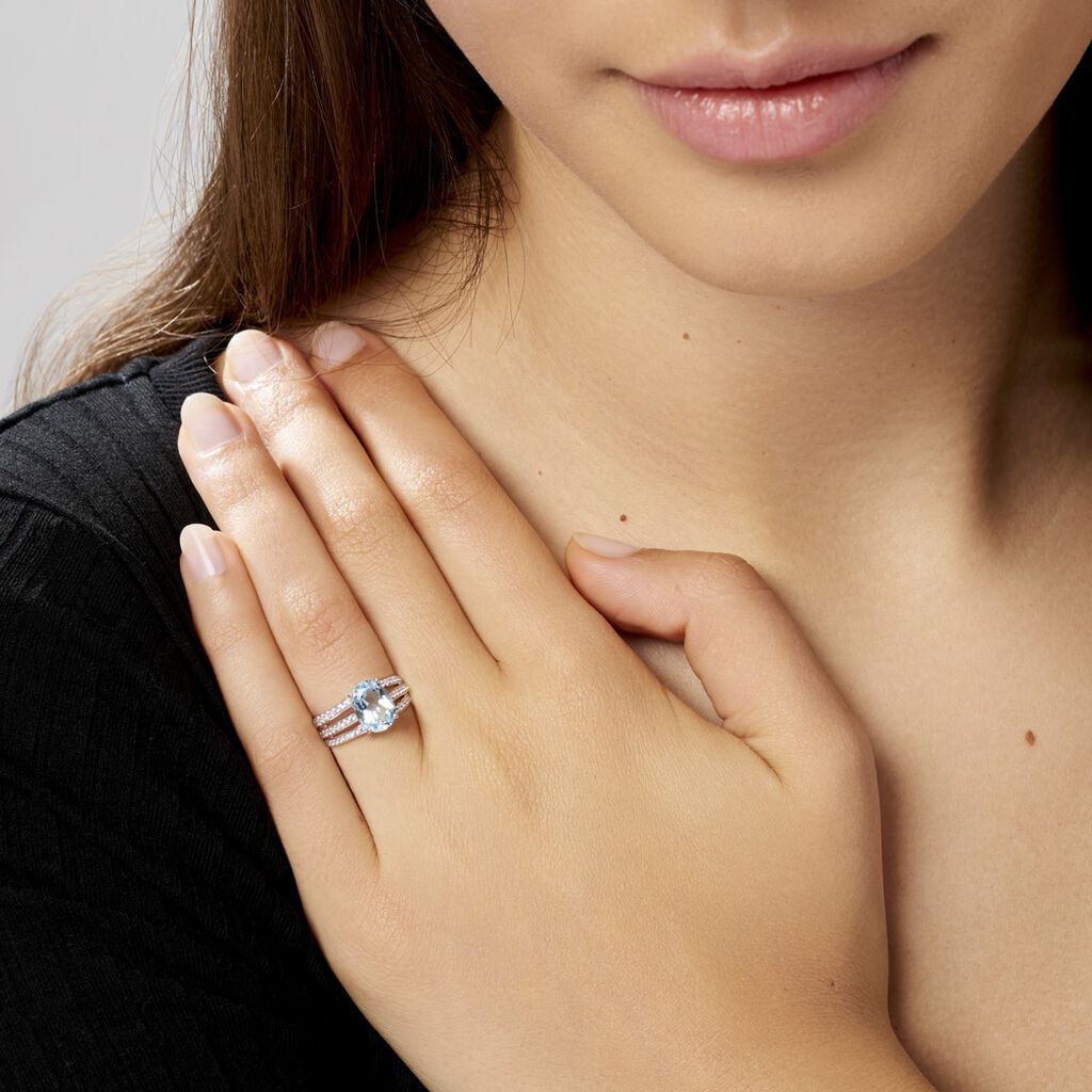 Bague Solitaire Carmelice Or Blanc Topaze Et Oxyde De Zirconium - Bagues solitaires Femme | Histoire d’Or