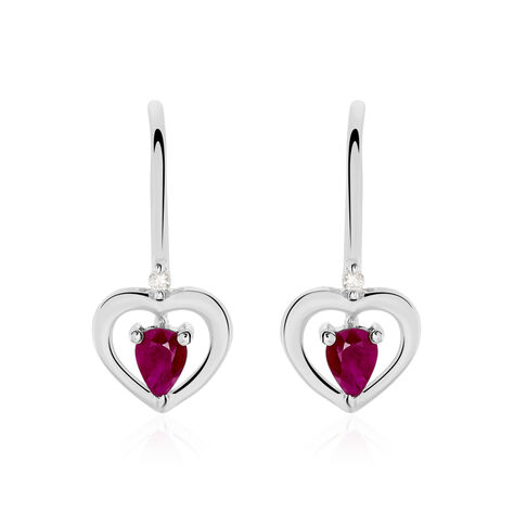 Boucles D'oreilles Danilo Or Blanc Rubis - Boucles d'oreilles pendantes Femme | Histoire d&rsquo;Or