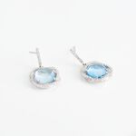 Boucles D'oreilles Puces Marie-jacqueline Or Blanc Topaze Et Diamant - Boucles d'oreilles pendantes Femme | Histoire d&rsquo;Or