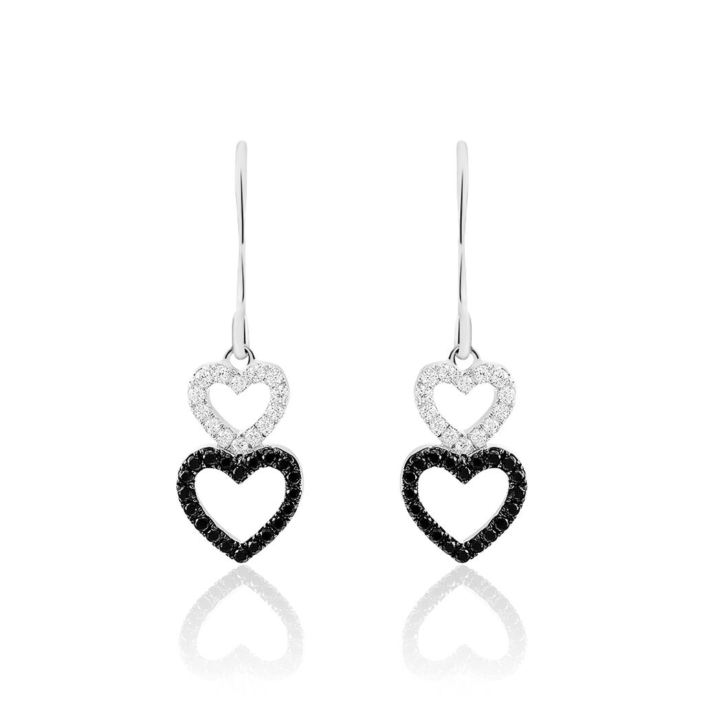 Boucles D'oreilles Pendantes Lio Argent Blanc Oxyde De Zirconium - Boucles d'Oreilles Coeur Femme | Histoire d’Or