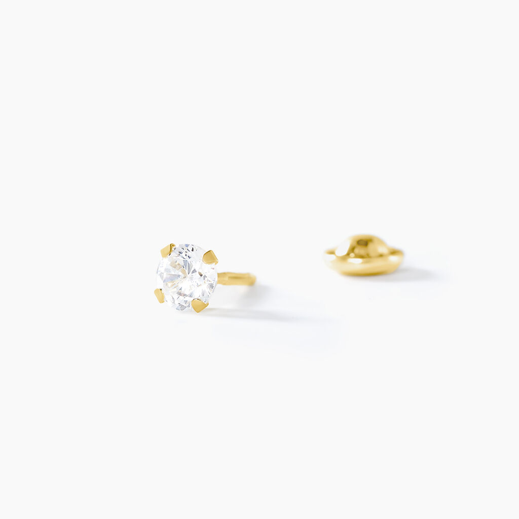 Boucles D'oreilles Puces Pepita Or Jaune Oxyde De Zirconium - Clous d'oreilles Famille | Histoire d’Or