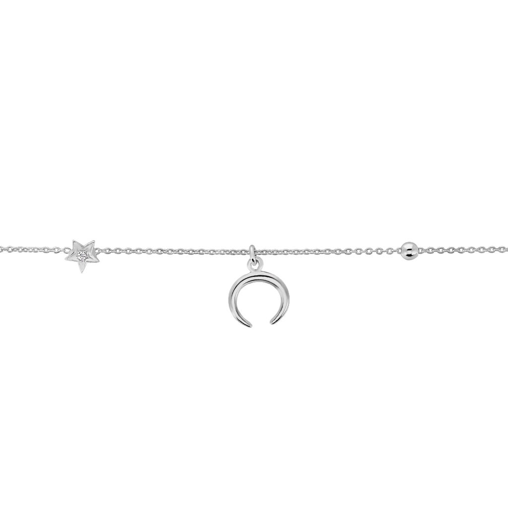 Chaîne De Cheville Serenella Argent Blanc Oxyde De Zirconium - Chaînes de cheville Femme | Histoire d’Or