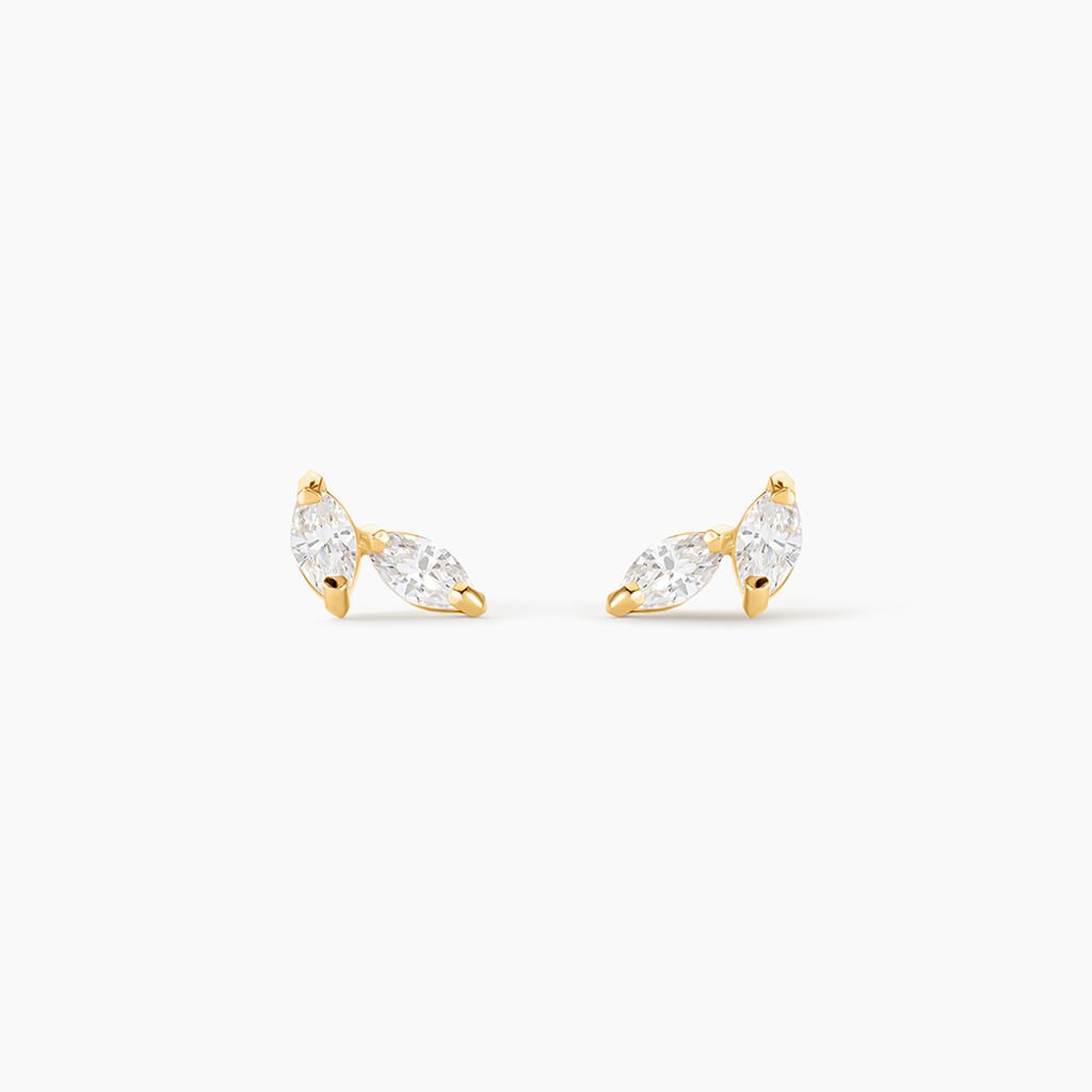 Boucles D'oreilles Puces Mix And Match Or Jaune Oxyde De Zirconium - Clous d'oreilles Femme | Histoire d&rsquo;Or