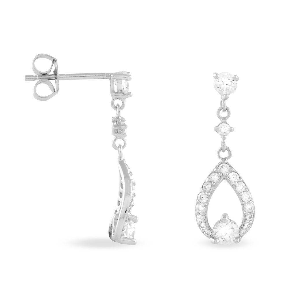 Boucles D'oreilles Pendantes Istanbul Argent Blanc Oxyde De Zirconium - Boucles d'oreilles fantaisie Femme | Histoire d’Or