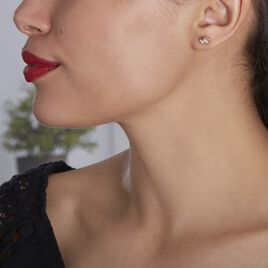 Boucles D'oreilles Puces Jannea Argent Rose Oxyde De Zirconium - Boucles d'oreilles fantaisie Femme | Histoire d’Or