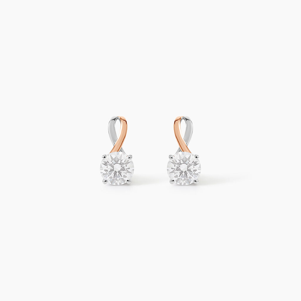 Boucles D'oreilles Pendantes Micheline Or Bicolore Oxyde De Zirconium - Boucles d'oreilles pendantes Femme | Histoire d&rsquo;Or