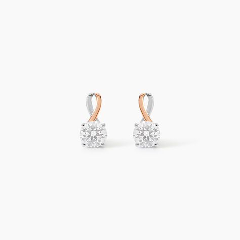Boucles D'oreilles Pendantes Micheline Or Bicolore Oxyde De Zirconium - Boucles d'oreilles pendantes Femme | Histoire d&rsquo;Or