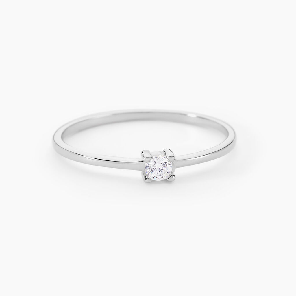 Bague Solitaire 1er Solitaire Argent Blanc Oxyde De Zirconium - Bagues solitaires Femme | Histoire d&rsquo;Or