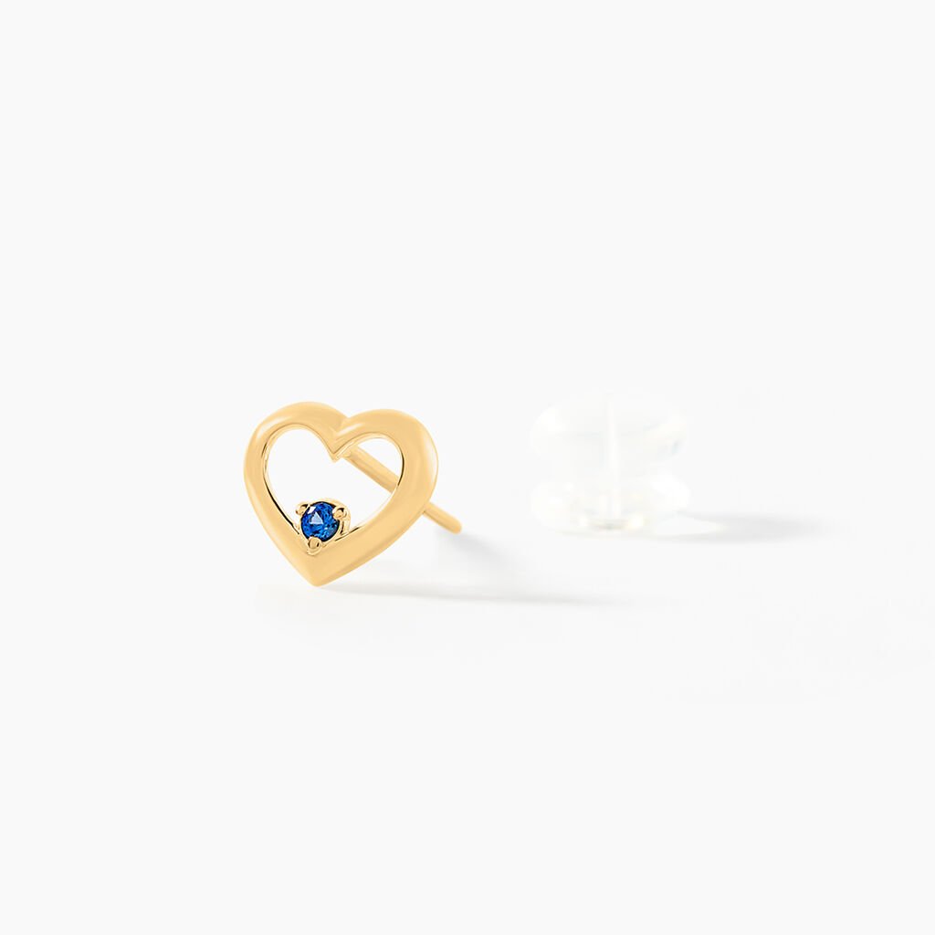 Boucles D'oreilles Puces Martella Or Jaune Saphir - Clous d'oreilles Femme | Histoire d’Or