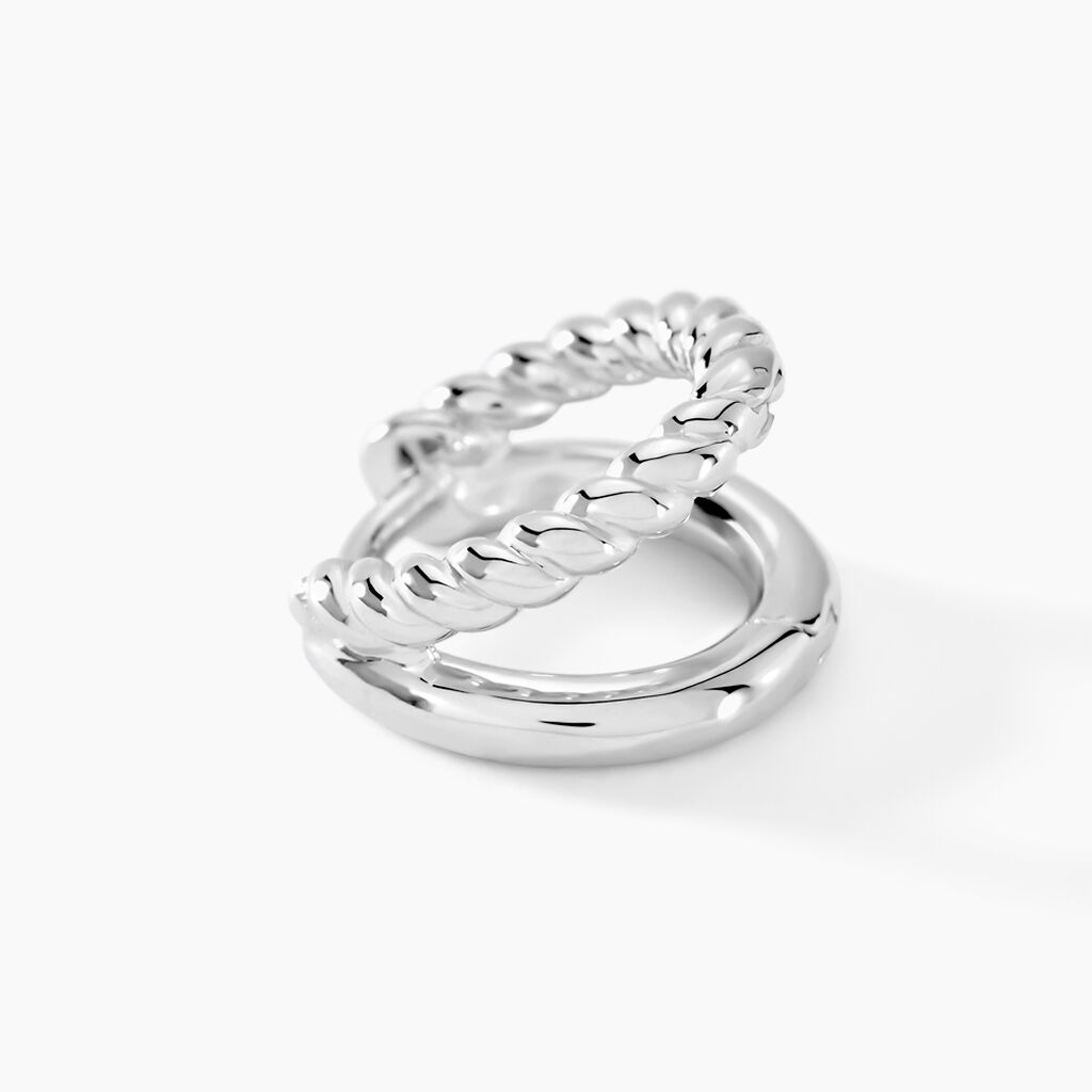 Créoles Two Argent Blanc - Boucles d'oreilles créoles Femme | Histoire d’Or