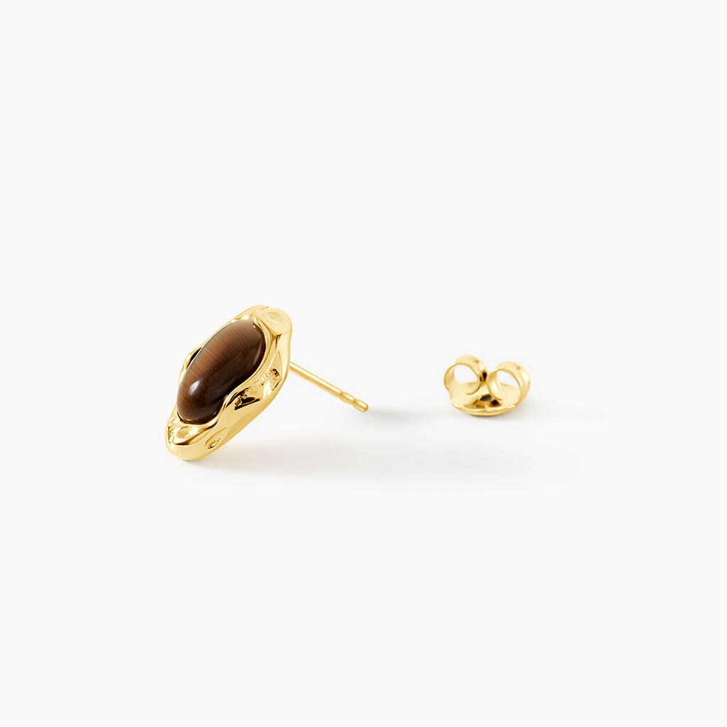 Boucles D'Oreilles Puces Ranya Acier Jaune Verre - Boucles d'oreilles fantaisie Femme | Histoire d&rsquo;Or