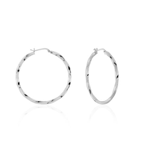 Créoles Argent Blanc Diane - Boucles d'oreilles créoles Femme | Histoire d’Or
