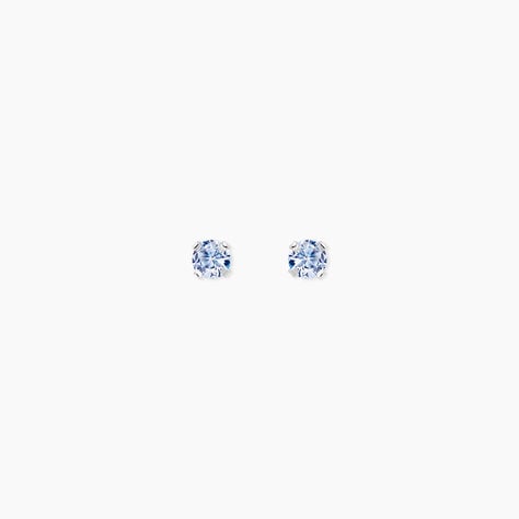 Boucles D'oreilles Puces Carin Or Blanc Oxyde De Zirconium - Clous d'oreilles Femme | Histoire d&rsquo;Or
