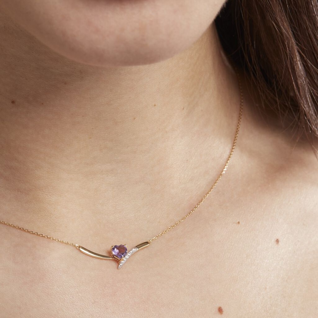 Collier Eva Or Jaune Amethyste Et Oxyde De Zirconium - Colliers Femme | Histoire d’Or