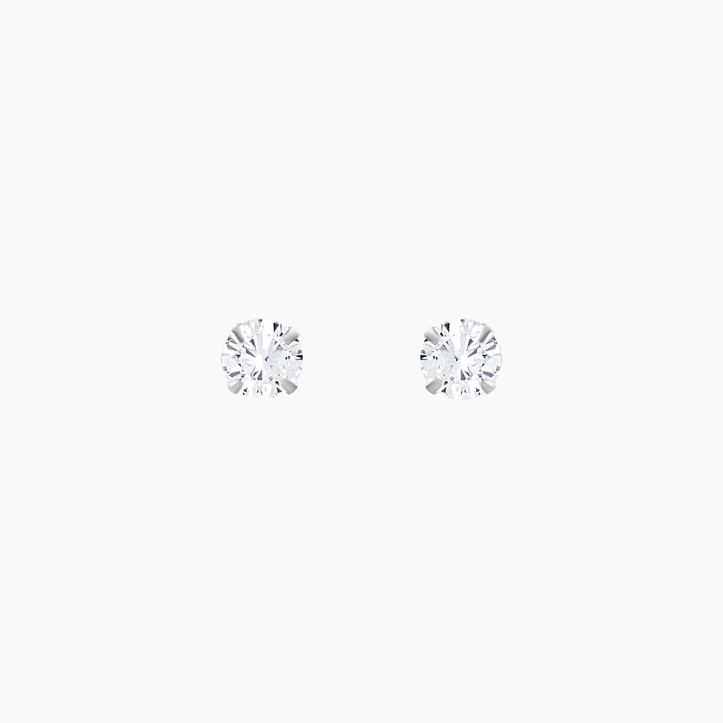 Boucles D'oreilles Puces Laena Argent Blanc Oxyde De Zirconium - Boucles d'oreilles fantaisie Femme | Histoire d&rsquo;Or
