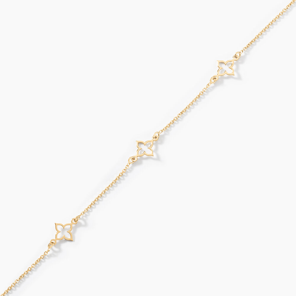 Bracelets Trèfle Or Jaseron Sans pierre Jaune 375/1000 18cm