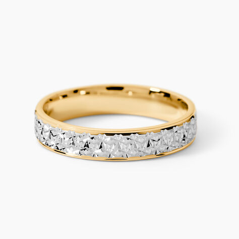 Alliance Grain De Folie Diamantee Ruban Plat Or Bicolore - Alliances Unisex | Histoire d&rsquo;Or
