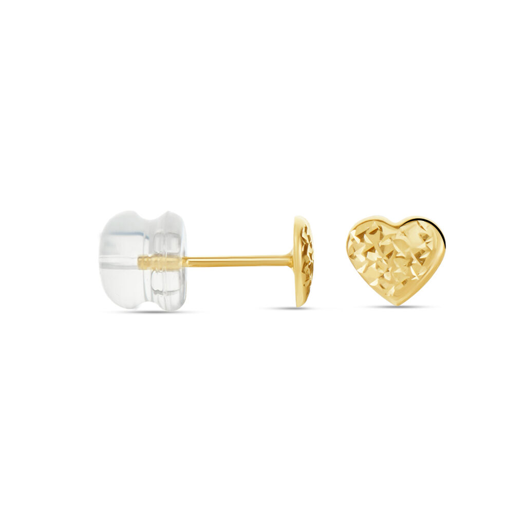 Boucles D'oreilles Puces Arisaema Cœur Or Jaune - Clous d'oreilles Enfant | Histoire d’Or