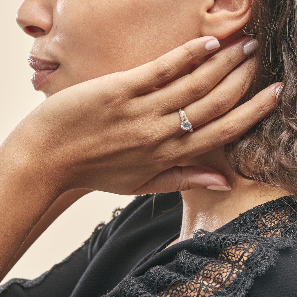 Bague Solitaire Messine Or Jaune Oxyde De Zirconium - Bagues solitaires Femme | Histoire d’Or